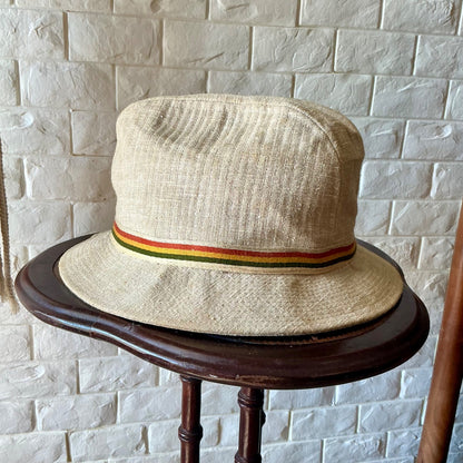 Vintage Churchill LTD Tweed Fedora Walking Hat with Striped Hatband
