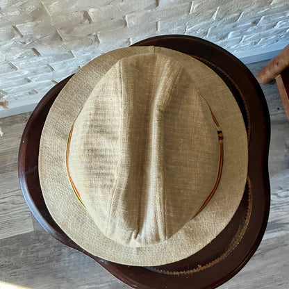 Vintage Churchill LTD Tweed Fedora Walking Hat with Striped Hatband