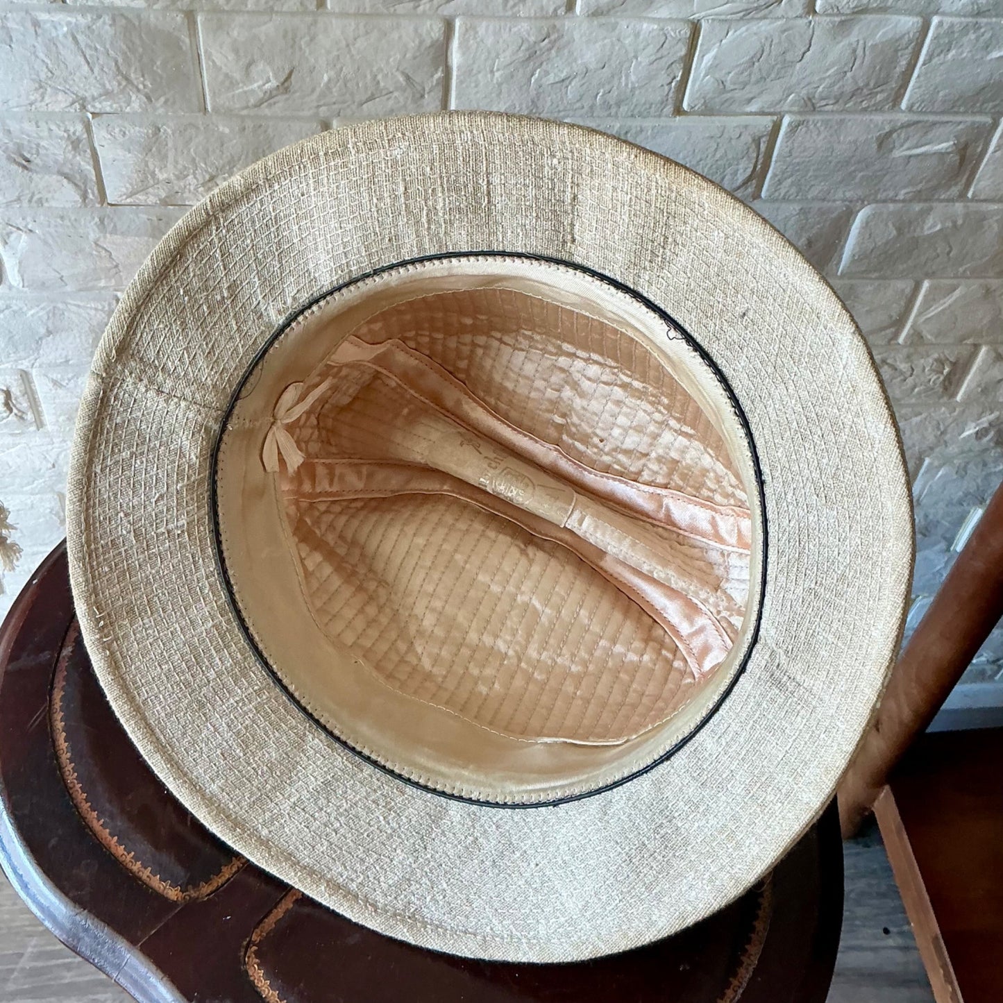 Vintage Churchill LTD Tweed Fedora Walking Hat with Striped Hatband