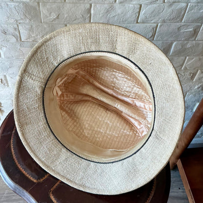 Vintage Churchill LTD Tweed Fedora Walking Hat with Striped Hatband