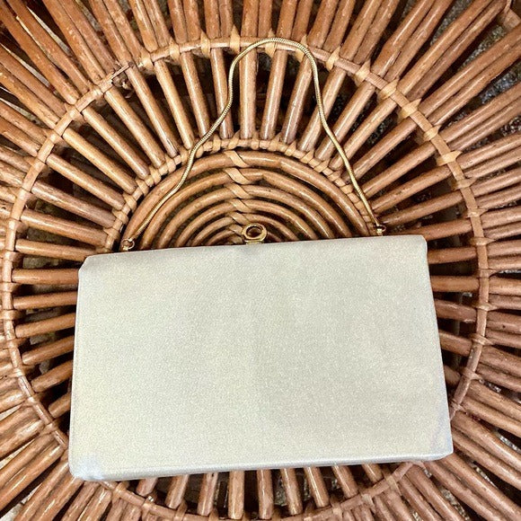 Vintage Shimmery Fabric Structured Evening Bag