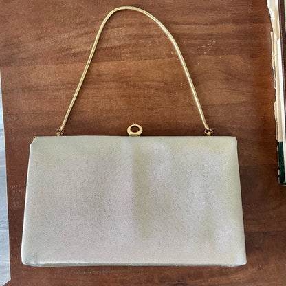 Vintage Shimmery Fabric Structured Evening Bag