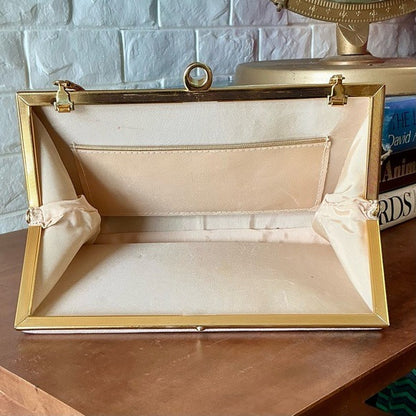 Vintage Shimmery Fabric Structured Evening Bag