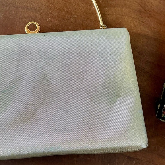 Vintage Shimmery Fabric Structured Evening Bag