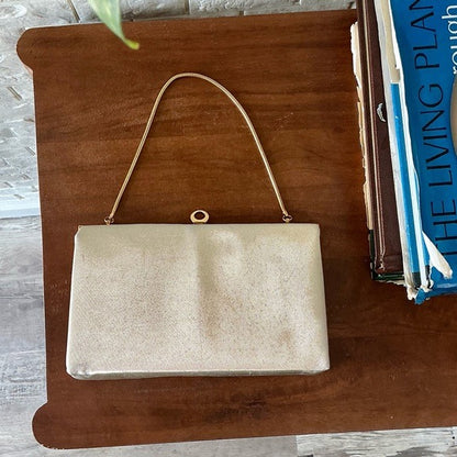 Vintage Shimmery Fabric Structured Evening Bag