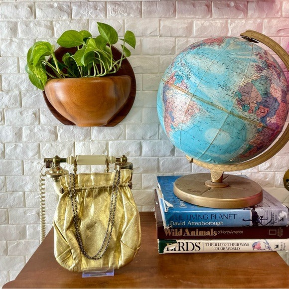 Vintage 1940s 50s Metallic Gold Fabric Slouch Bag