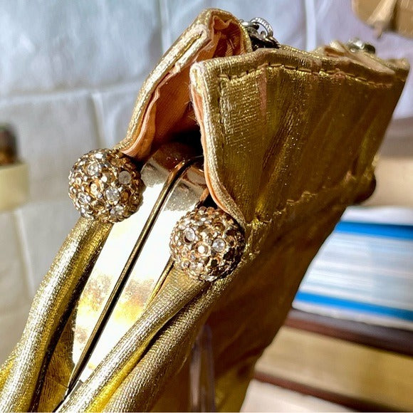 Vintage 1940s 50s Metallic Gold Fabric Slouch Bag
