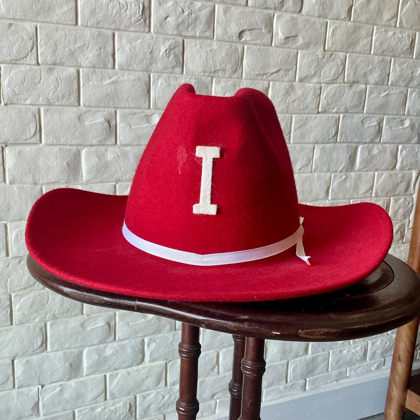 Vintage Rockmount Ranch Wear Women's Red Felt Cowgirl Hat "I" Detail