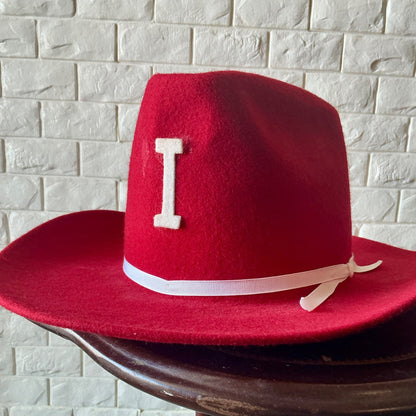 Vintage Rockmount Ranch Wear Women's Red Felt Cowgirl Hat "I" Detail
