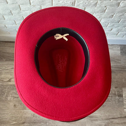 Vintage Rockmount Ranch Wear Women's Red Felt Cowgirl Hat "I" Detail
