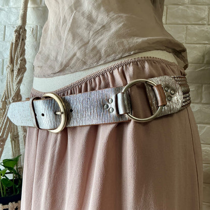 Vintage 90s Y2K Cache Handmade Woven Leather Belt