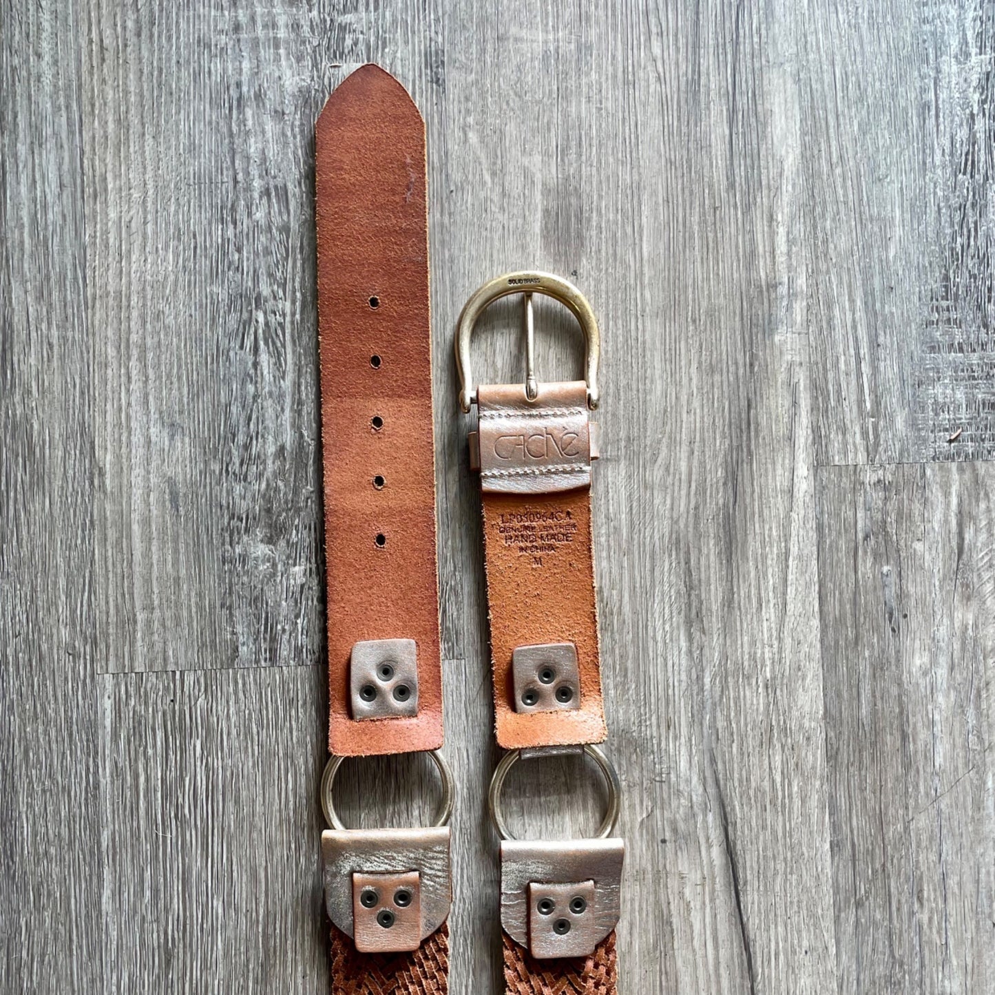 Vintage 90s Y2K Cache Handmade Woven Leather Belt