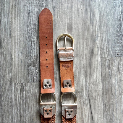 Vintage 90s Y2K Cache Handmade Woven Leather Belt