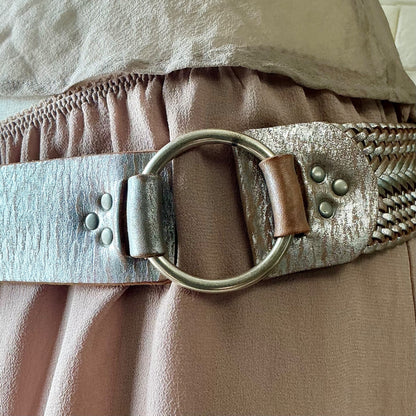 Vintage 90s Y2K Cache Handmade Woven Leather Belt