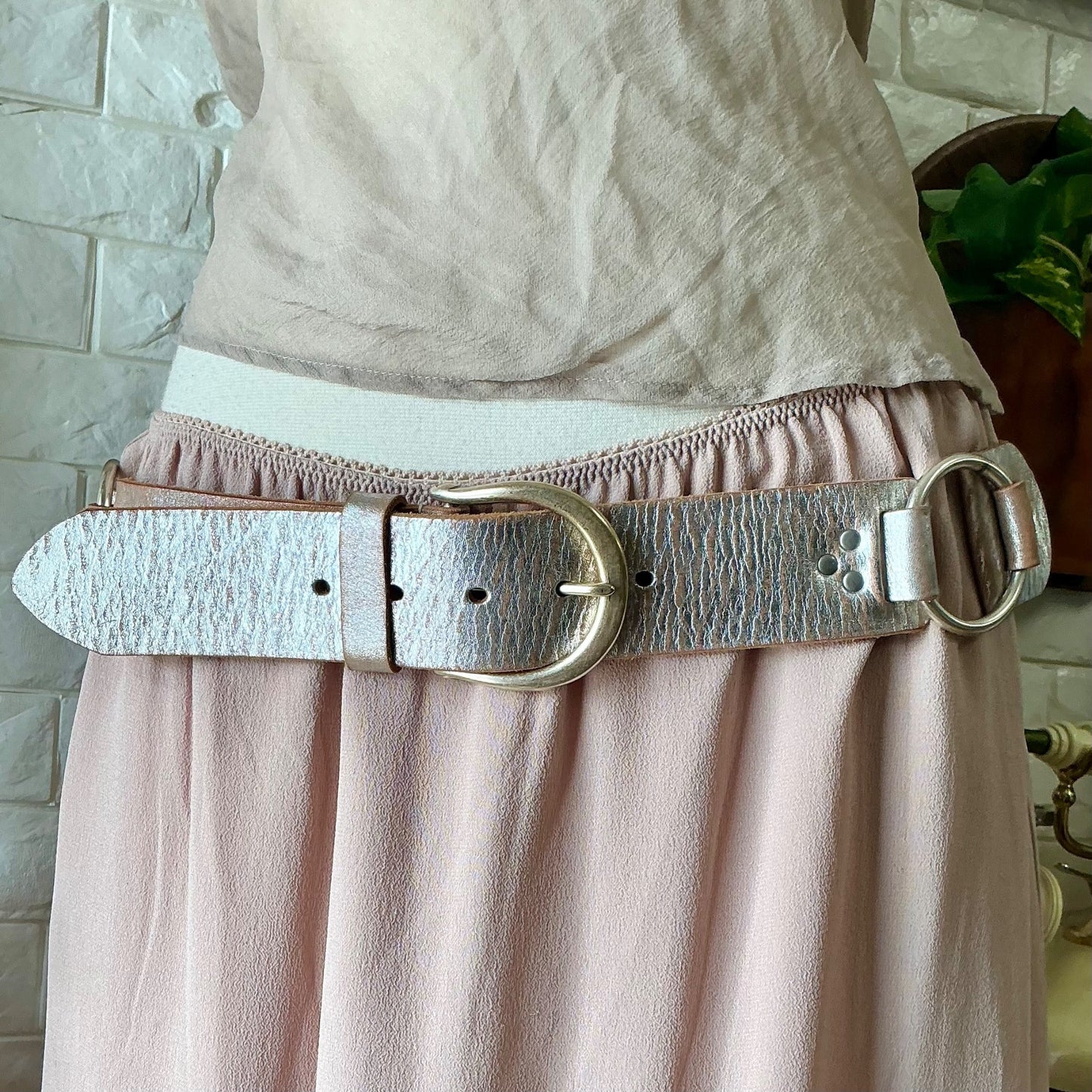 Vintage 90s Y2K Cache Handmade Woven Leather Belt