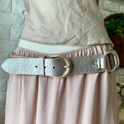 Vintage 90s Y2K Cache Handmade Woven Leather Belt