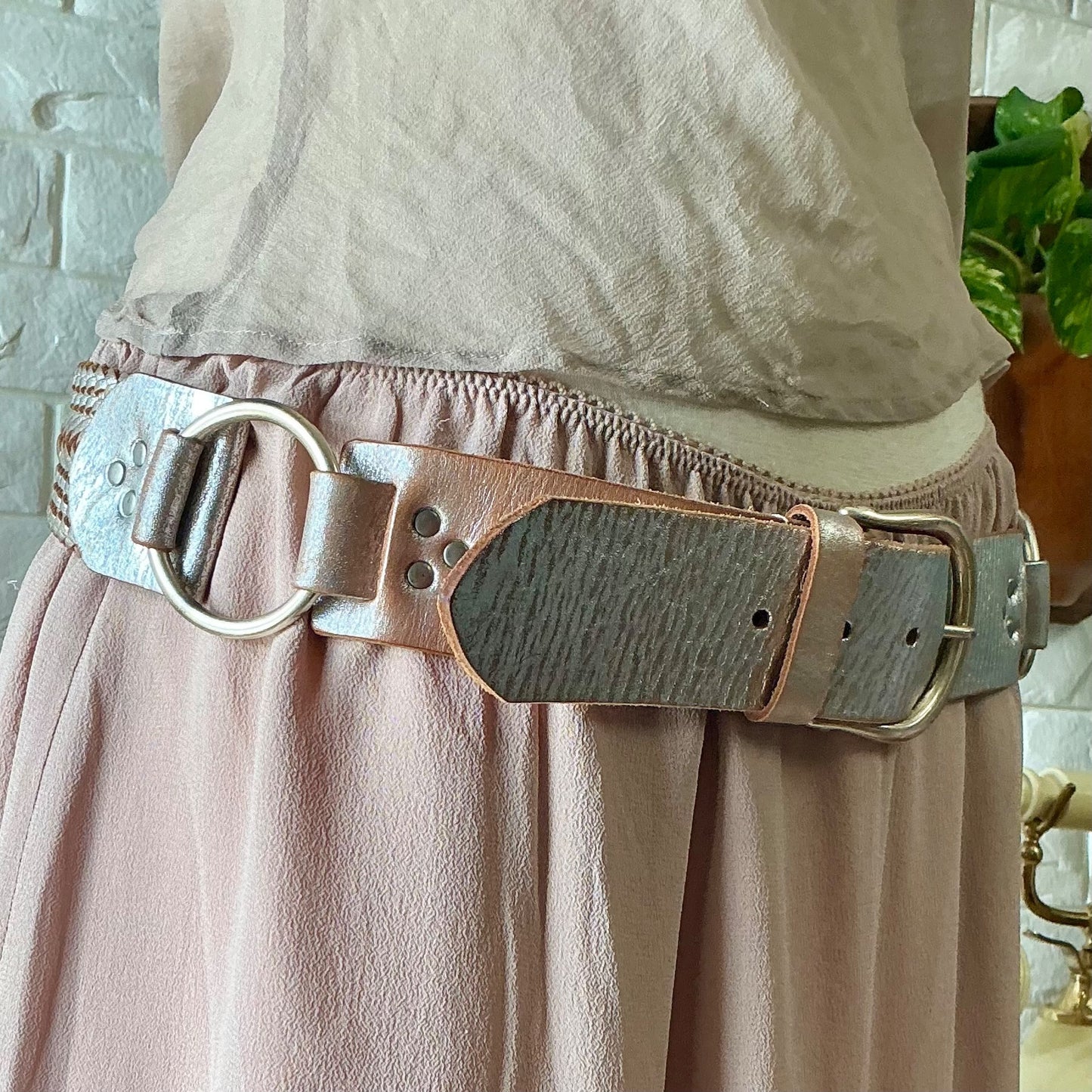 Vintage 90s Y2K Cache Handmade Woven Leather Belt