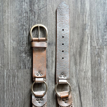 Vintage 90s Y2K Cache Handmade Woven Leather Belt
