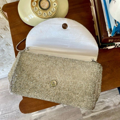 Vintage Hand-Beaded Bow Shoulder Bag