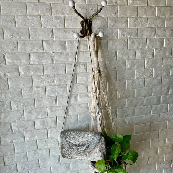 Vintage Hand-Beaded Bow Shoulder Bag