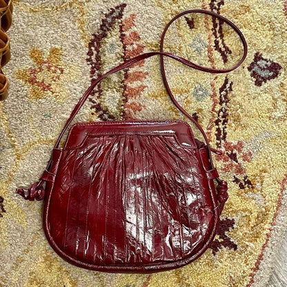 Vintage 1980s Burgundy Eel Leather Crossbody Bag
