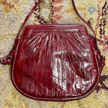 Vintage 1980s Burgundy Eel Leather Crossbody Bag