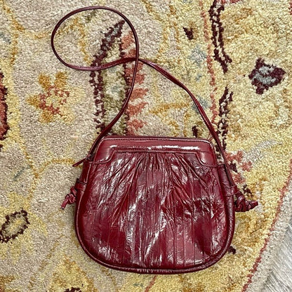 Vintage 1980s Burgundy Eel Leather Crossbody Bag