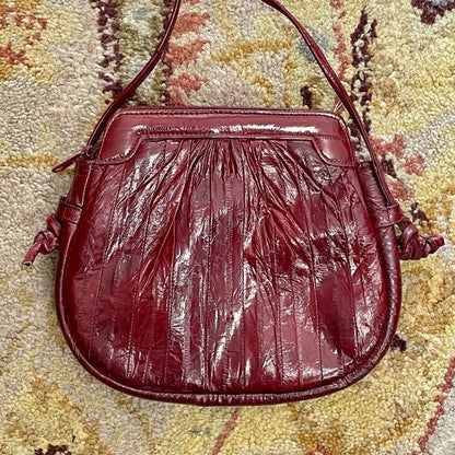 Vintage 1980s Burgundy Eel Leather Crossbody Bag