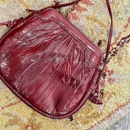 Vintage 1980s Burgundy Eel Leather Crossbody Bag