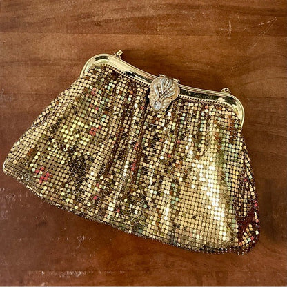 Vintage Whiting & Davis Gold Mesh Evening Bag Clutch