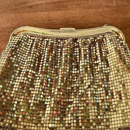 Vintage Whiting & Davis Gold Mesh Evening Bag Clutch