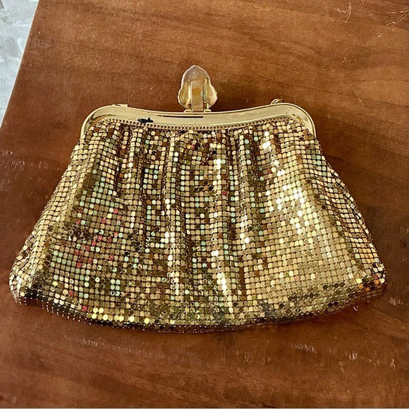 Vintage Whiting & Davis Gold Mesh Evening Bag Clutch