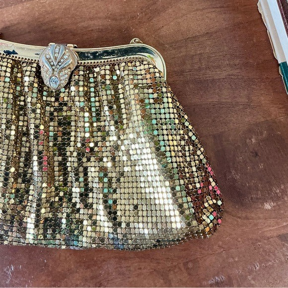 Vintage Whiting & Davis Gold Mesh Evening Bag Clutch