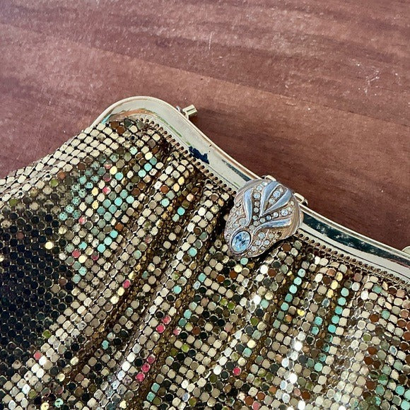 Vintage Whiting & Davis Gold Mesh Evening Bag Clutch