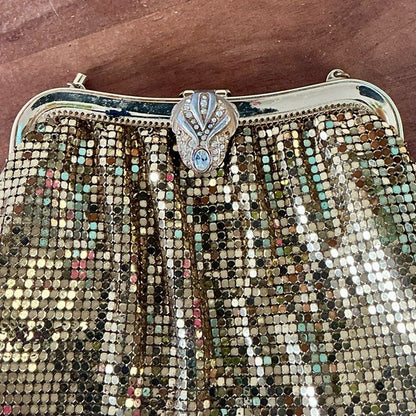 Vintage Whiting & Davis Gold Mesh Evening Bag Clutch