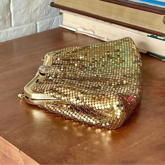 Vintage Whiting & Davis Gold Mesh Evening Bag Clutch