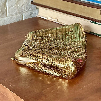 Vintage Whiting & Davis Gold Mesh Evening Bag Clutch