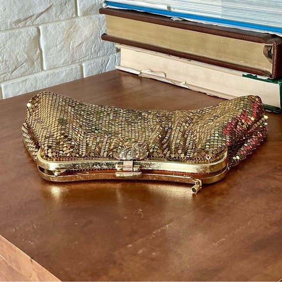 Vintage Whiting & Davis Gold Mesh Evening Bag Clutch