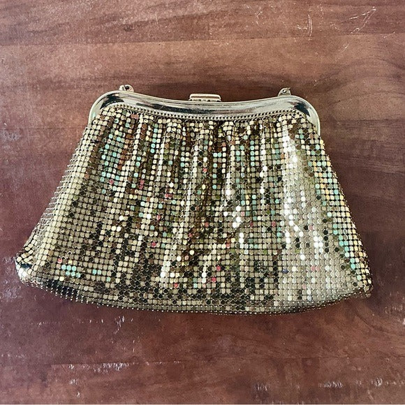 Vintage Whiting & Davis Gold Mesh Evening Bag Clutch