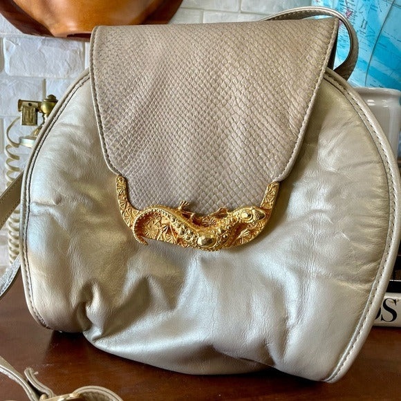 Vintage Bags By Pinky Leather Snakeskin Bag Lizard Clasp