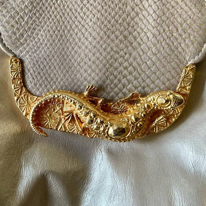 Vintage Bags By Pinky Leather Snakeskin Bag Lizard Clasp